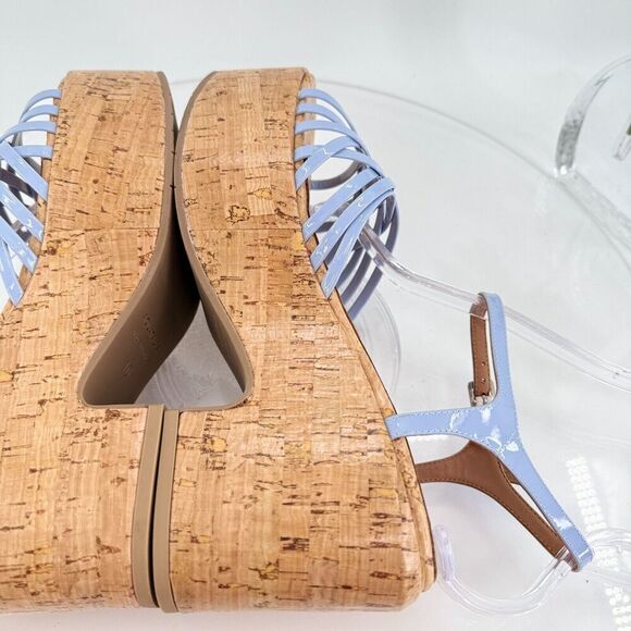 Aquatalia Elene Sandals Women's 10 Blue Leather Platform Cork Slingback Chunky - Picture 9 of 15